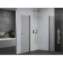 Mexen Pretoria Duo  Zuhanykabin Nyiló ajtóval   90 x 90 cm,  átlátszó üveg,  arany  - 852-090-090-50-00-0 DUO zuhanykabin