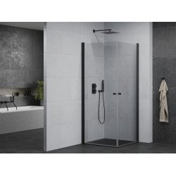 Mexen Pretoria Duo  Zuhanykabin Nyiló ajtóval   70 x 70 cm,  átlátszó üveg,  fekete  - 852-070-070-70-00-0 DUO zuhanykabin
