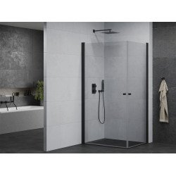 Mexen Pretoria Duo  Zuhanykabin Nyiló ajtóval   90 x 80 cm,  átlátszó üveg,  fekete  - 852-090-080-70-00-0 DUO zuhanykabin