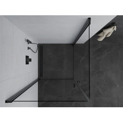 Mexen Pretoria Duo  Zuhanykabin Nyiló ajtóval   90 x 90 cm,  átlátszó üveg,  fekete  - 852-090-090-70-00-0 DUO zuhanykabin
