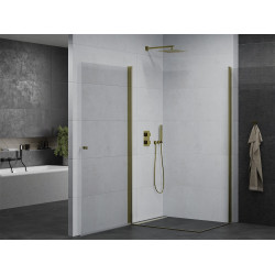 Mexen Pretoria Duo  Zuhanykabin Nyiló ajtóval   100 x 90 cm,  átlátszó üveg,  arany  - 852-100-090-50-00-0 DUO zuhanykabin