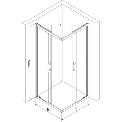 Mexen Rio Zuhanykabin Toló ajtóval  90 x 90 cm,  intim  , króm - 860-090-090-01-2 Toló ajtós