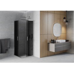 Mexen Rio Zuhanykabin Toló ajtóval  70 x 70 cm, grafit, króm - 860-070-070-01-4 Toló ajtós