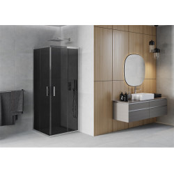 Mexen Rio Zuhanykabin Toló ajtóval  90 x 90 cm, grafit, króm - 860-090-090-01-4 Toló ajtós Toló ajtós 406594 Mexen