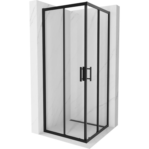 Mexen Rio Zuhanykabin Toló ajtóval  80 x 80 cm,  átlátszó üveg,  fekete  - 860-080-080-70-0 Toló ajtós