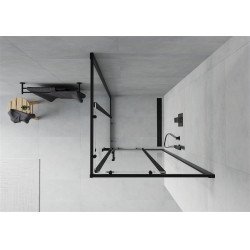 Mexen Rio Zuhanykabin Toló ajtóval  80 x 80 cm,  átlátszó üveg,  fekete  - 860-080-080-70-0 Toló ajtós
