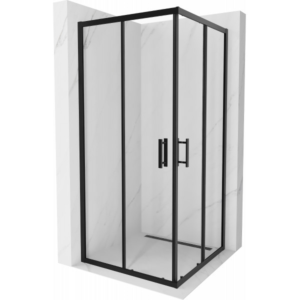 Mexen Rio Zuhanykabin Toló ajtóval  90 x 90 cm,  átlátszó üveg,  fekete  - 860-090-090-70-0 Toló ajtós