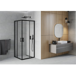 Mexen Rio Zuhanykabin Toló ajtóval  90 x 90 cm,  átlátszó üveg,  fekete  - 860-090-090-70-0 Toló ajtós