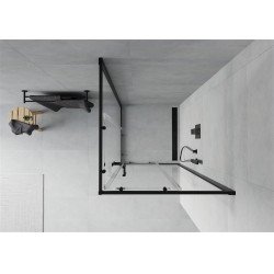 Mexen Rio Zuhanykabin Toló ajtóval  90 x 90 cm,  átlátszó üveg,  fekete  - 860-090-090-70-0 Toló ajtós
