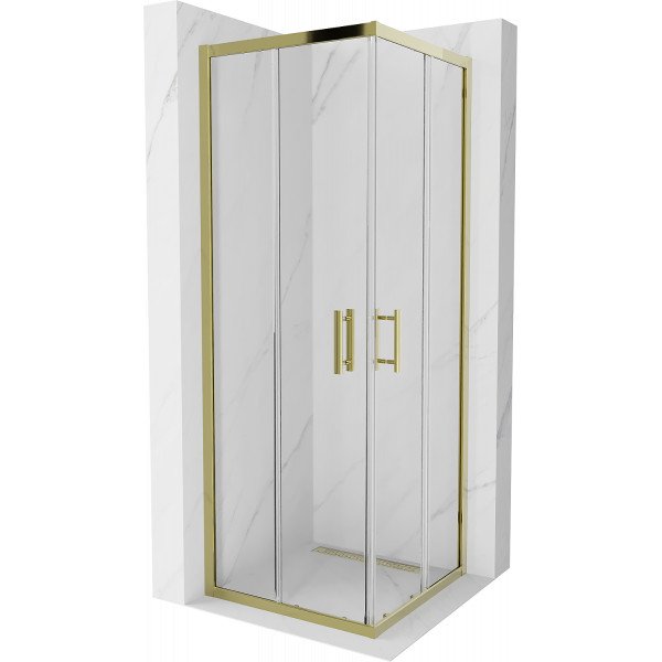 Mexen Rio Zuhanykabin Toló ajtóval  70 x 70 cm,  átlátszó üveg, arany  - 860-070-070-50-0 Toló ajtós