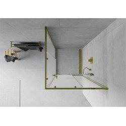 Mexen Rio Zuhanykabin Toló ajtóval  80 x 80 cm,   szatén  , arany  - 860-080-080-50-3 Toló ajtós