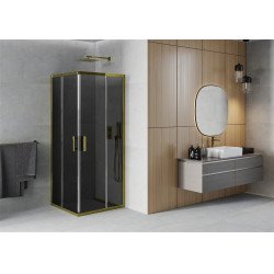Mexen Rio Zuhanykabin Toló ajtóval  80 x 80 cm, grafit, arany  - 860-080-080-50-4 Toló ajtós Toló ajtós 406594 Mexen