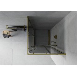 Mexen Rio Zuhanykabin Toló ajtóval  90 x 90 cm, grafit, arany  - 860-090-090-50-4 Toló ajtós