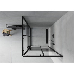 Mexen Rio Zuhanykabin Toló ajtóval  70 x 70 cm,  intim  ,  fekete  - 860-070-070-70-2 Toló ajtós