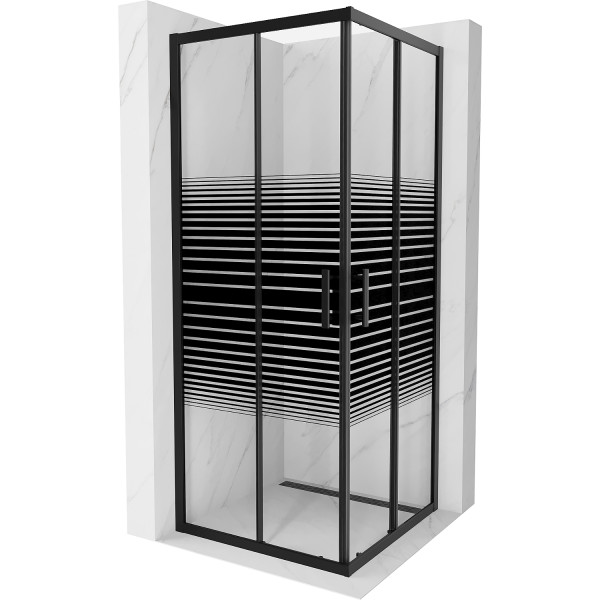 Mexen Rio Zuhanykabin Toló ajtóval  80 x 80 cm,  intim  ,  fekete  - 860-080-080-70-2 Toló ajtós