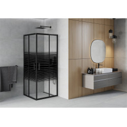 Mexen Rio Zuhanykabin Toló ajtóval  80 x 80 cm,  intim  ,  fekete  - 860-080-080-70-2 Toló ajtós Toló ajtós 406594 Mexen