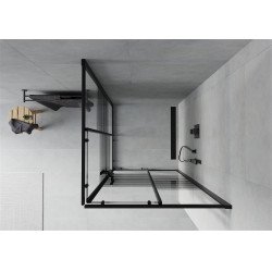 Mexen Rio Zuhanykabin Toló ajtóval  90 x 90 cm,  intim  ,  fekete  - 860-090-090-70-2 Toló ajtós