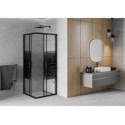 Mexen Rio Zuhanykabin Toló ajtóval  90 x 90 cm,  intim  ,  fekete  - 860-090-090-70-2 Toló ajtós