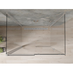 Mexen Omega háromoldalú zuhanykabin  Toló ajtóval   100 x 80 cm,  átlátszó üveg, króm - 825-100-080-01-00-3 Három oldalu zuhanykabin