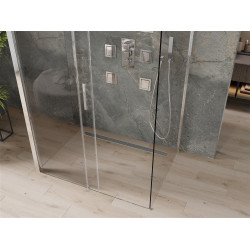 Mexen Omega háromoldalú zuhanykabin  Toló ajtóval   100 x 80 cm,  átlátszó üveg, króm - 825-100-080-01-00-3 Három oldalu zuhanykabin