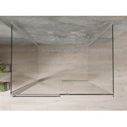 Mexen Omega háromoldalú zuhanykabin  Toló ajtóval   100 x 80 cm,  átlátszó üveg, króm - 825-100-080-01-00-3 Három oldalu zuhanykabin
