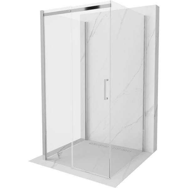 Mexen Omega háromoldalú zuhanykabin  Toló ajtóval   100 x 100 cm,  átlátszó üveg, króm - 825-100-100-01-00-3 Három oldalu zuhanykabin