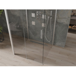 Mexen Omega háromoldalú zuhanykabin  Toló ajtóval   100 x 100 cm,  átlátszó üveg, króm - 825-100-100-01-00-3 Három oldalu zuhanykabin