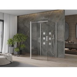 Mexen Omega háromoldalú zuhanykabin  Toló ajtóval   100 x 100 cm,  átlátszó üveg, króm - 825-100-100-01-00-3 Három oldalu zuhanykabin