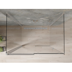 Mexen Omega háromoldalú zuhanykabin  Toló ajtóval   110 x 80 cm,  átlátszó üveg, króm - 825-110-080-01-00-3 Három oldalu zuhanykabin