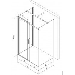 Mexen Omega háromoldalú zuhanykabin  Toló ajtóval   130 x 80 cm,  átlátszó üveg, króm - 825-130-080-01-00-3 Három oldalu zuhanykabin