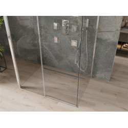 Mexen Omega háromoldalú zuhanykabin  Toló ajtóval   130 x 100 cm,  átlátszó üveg, króm - 825-130-100-01-00-3 Három oldalu zuhanykabin