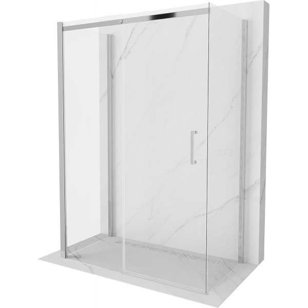 Mexen Omega háromoldalú zuhanykabin  Toló ajtóval   140 x 80 cm,  átlátszó üveg, króm - 825-140-080-01-00-3 Három oldalu zuhanykabin