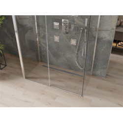 Mexen Omega háromoldalú zuhanykabin  Toló ajtóval   140 x 80 cm,  átlátszó üveg, króm - 825-140-080-01-00-3 Három oldalu zuhanykabin