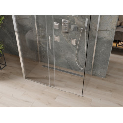 Mexen Omega háromoldalú zuhanykabin  Toló ajtóval   140 x 80 cm,  átlátszó üveg, króm - 825-140-080-01-00-3 Három oldalu zuhanykabin