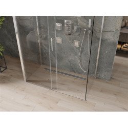 Mexen Omega háromoldalú zuhanykabin  Toló ajtóval   140 x 80 cm,  átlátszó üveg, króm - 825-140-080-01-00-3 Három oldalu zuhanykabin