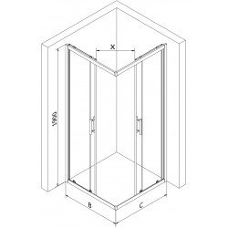 Mexen Rio Zuhanykabin Toló ajtóval  80 x 80 cm,  intim  , króm - 860-080-080-01-2 Toló ajtós