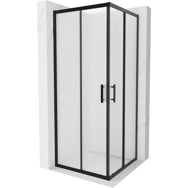 Mexen Rio Zuhanykabin Toló ajtóval  80 x 80 cm,   szatén  ,  fekete  - 860-080-080-70-3 Toló ajtós