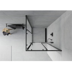 Mexen Rio Zuhanykabin Toló ajtóval  80 x 80 cm,   szatén  ,  fekete  - 860-080-080-70-3 Toló ajtós