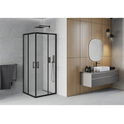 Mexen Rio Zuhanykabin Toló ajtóval  80 x 80 cm,   szatén  ,  fekete  - 860-080-080-70-3 Toló ajtós Toló ajtós 406594 Mexen