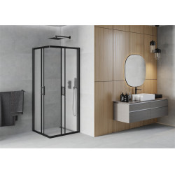 Mexen Rio Zuhanykabin Toló ajtóval  90 x 90 cm,   szatén  ,  fekete  - 860-090-090-70-3 Toló ajtós