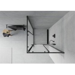 Mexen Rio Zuhanykabin Toló ajtóval  90 x 90 cm,   szatén  ,  fekete  - 860-090-090-70-3 Toló ajtós