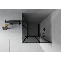 Mexen Rio Zuhanykabin Toló ajtóval  80 x 80 cm, grafit,  fekete  - 860-080-080-70-4 Toló ajtós