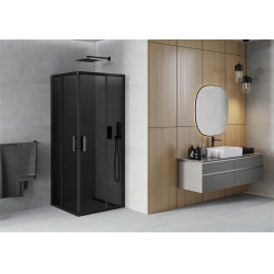 Mexen Rio Zuhanykabin Toló ajtóval  80 x 80 cm, grafit,  fekete  - 860-080-080-70-4 Toló ajtós Toló ajtós 406594 Mexen