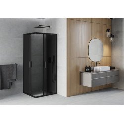 Mexen Rio Zuhanykabin Toló ajtóval  90 x 90 cm, grafit,  fekete  - 860-090-090-70-4 Toló ajtós