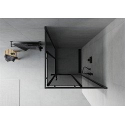 Mexen Rio Zuhanykabin Toló ajtóval  90 x 90 cm, grafit,  fekete  - 860-090-090-70-4 Toló ajtós