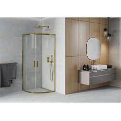 Mexen Rio íves  Zuhanykabin Toló ajtóval  70 x 70 cm,  átlátszó üveg,  arany  - 863-070-070-50-0 Íves Íves 406594 Mexen