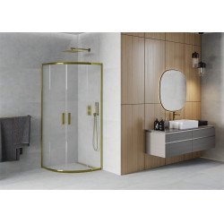 Mexen Rio íves  Zuhanykabin Toló ajtóval  90 x 90 cm,   szatén ,  arany  - 863-090-090-50-3 Íves Íves 406594 Mexen