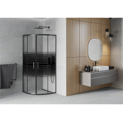 Mexen Rio íves  Zuhanykabin Toló ajtóval  80 x 80 cm,  intim  , fekete - 863-080-080-70-2 Íves Íves 406594 Mexen