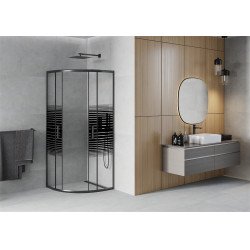 Mexen Rio íves  Zuhanykabin Toló ajtóval  80 x 80 cm,  intim  , fekete - 863-080-080-70-2 Íves
