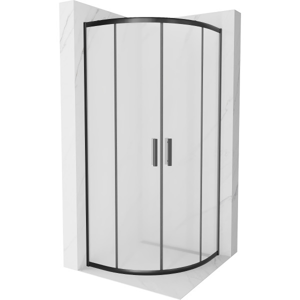 Mexen Rio íves  Zuhanykabin Toló ajtóval  80 x 80 cm,   szatén , fekete - 863-080-080-70-3 Íves